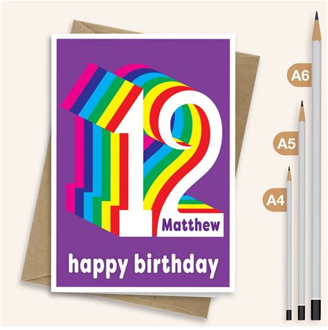 Personalised 12th Birthday Card For Boy For Girl Large 12 Etsy