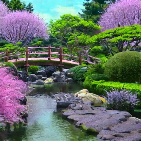 Artstation Prompt Japanese Water Garden In Springtime Realistic 4k