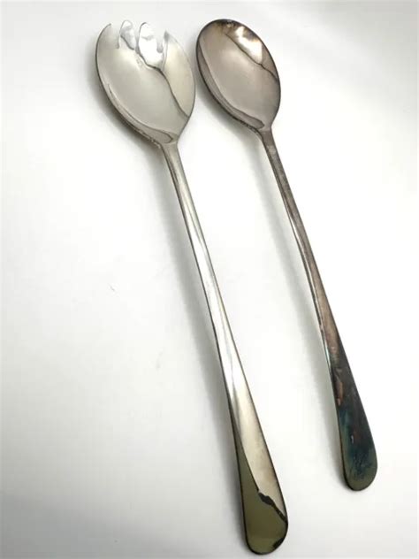 Vintage Sheffield England Silverplate Shell Salad Serving Set Fork