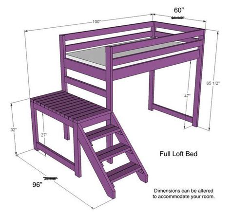 Printable Full Size Loft Bed Plans With Stairs
