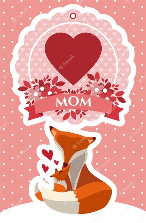 Premium Vector Happy Mothers Day Fox Cartoon