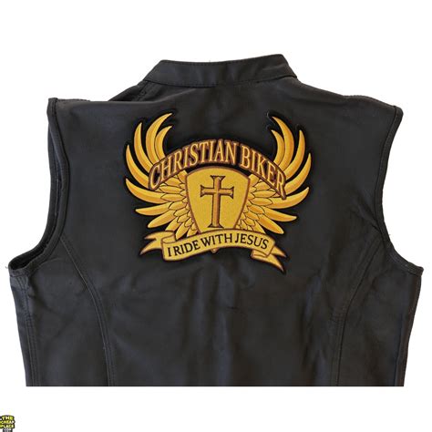 Christian Biker I Ride With Jesus Large Back Patch Christian Patches