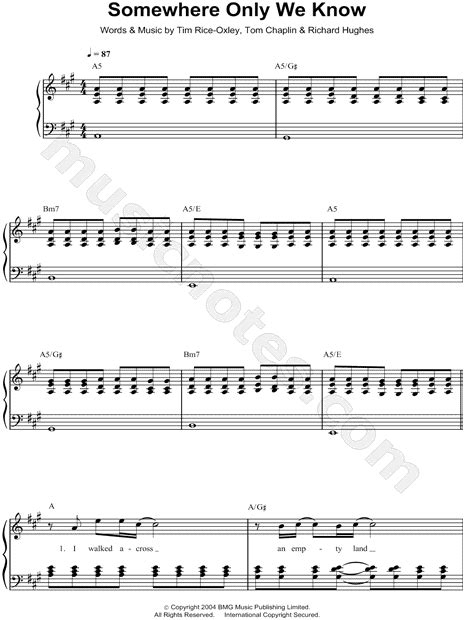 Talk about it somewhere only we know. Keane "Somewhere Only We Know" Sheet Music (Easy Piano) in ...