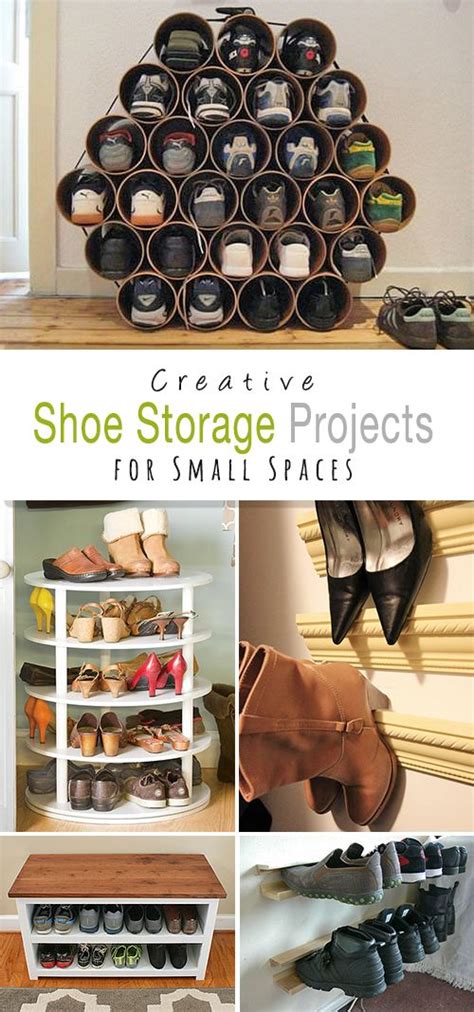 Tension rods as a shoe rack works amazing in 2019. DIY Shoe Storage Ideas for Small Spaces • OhMeOhMy Blog ...