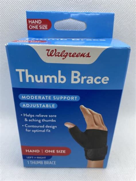 Walgreens Thumb Brace Adjustable Fits Right Or Left One Size For Sale