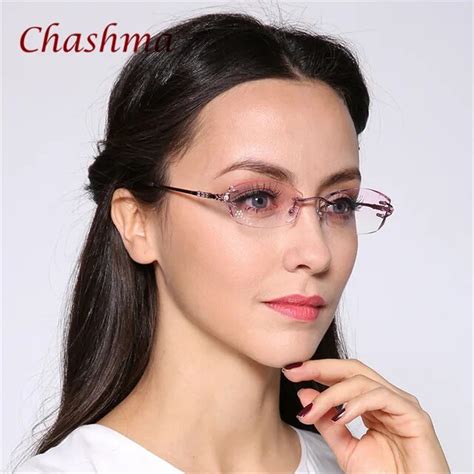 buy chashma brand titanium fashionable famale fashion eyeglasses rimless