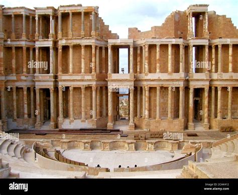Sabratha Libya Roman Ruins Roman Theatre And Mosaics Stock Photo Alamy