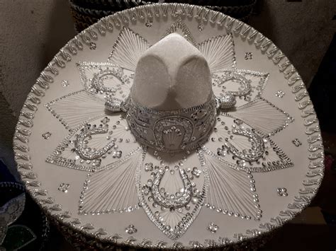 Sombrero Charro Blanco Adulto Oro Plata Fabricante Mexicano 54900