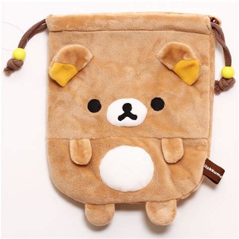 Brown Rilakkuma Bear Plush Bento Pouch Bag 3 Bolsos Marrones