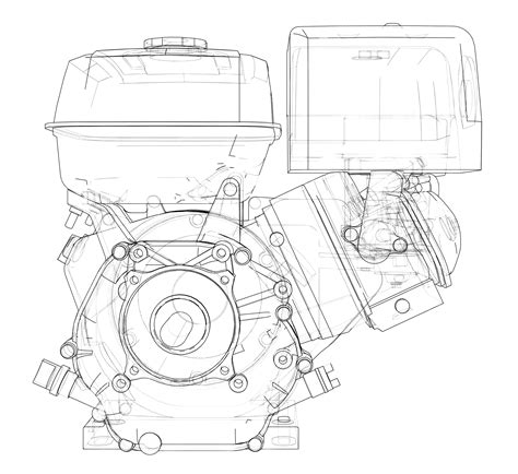 Engine Sketch 3d Gear Ink Blueprint Machine Png Transparent Image