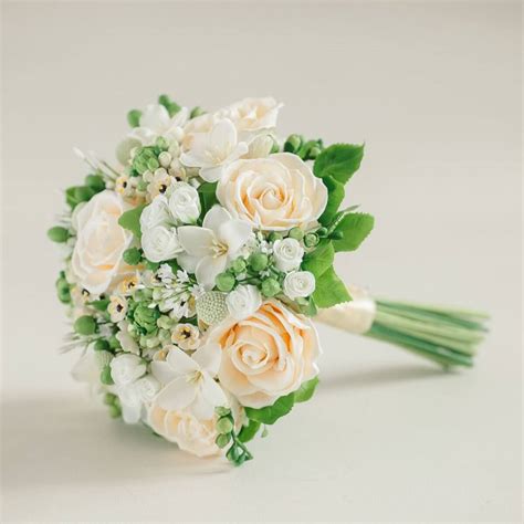 ivory rose wedding bouquet handmade with love oriflowers