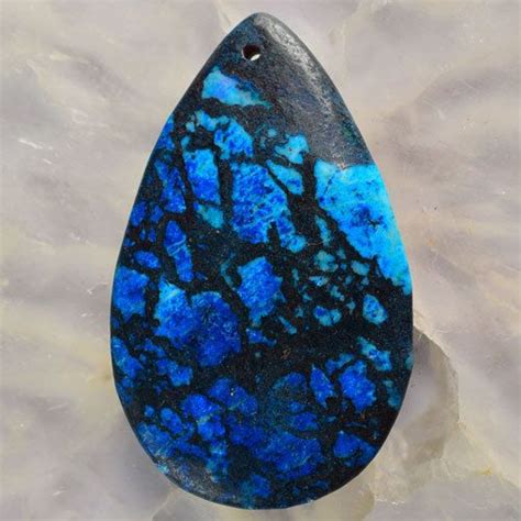 P65703 56x34x6 Black And Blue Meshwork Gemstone Teardrop Pendant Bead