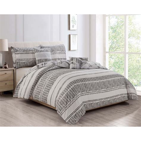 Looking for the best selection and great deals on grey 3 piece set comforter sets ? Chartux 5-Piece Reversible Comforter Set, Full/Queen ...