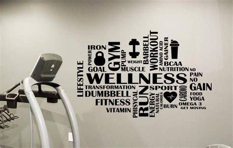 Fitness Motivational Gym Wall Decal Sport Wellness Vinyl Sticker Art