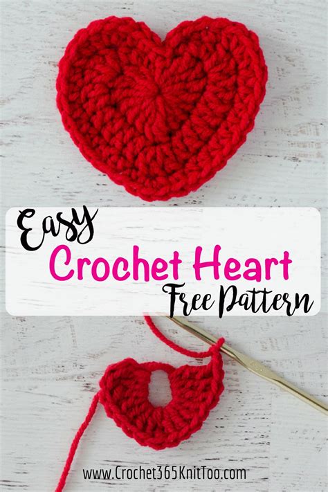 Two Crocheted Hearts Sitting Next To Each Other With The Text Easy Crochet Heart Free Pattern