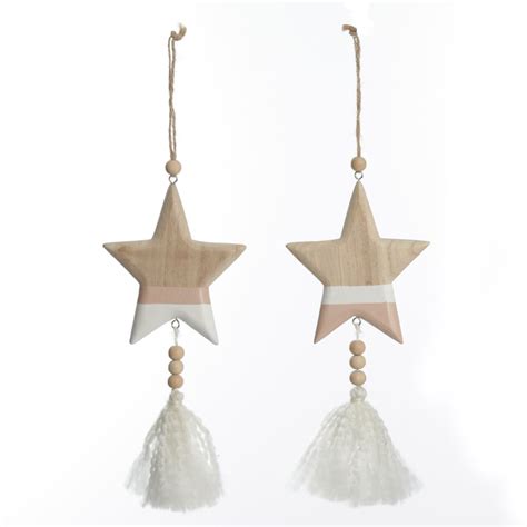 Buy Natural White Wooden Stars Tree Decorations The Christmas Cart