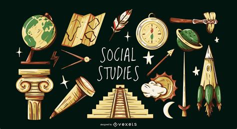 Social Studies Elements Illustration Set Vector Download