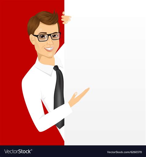 Young Man With A Blank Presentation Board Vector Image