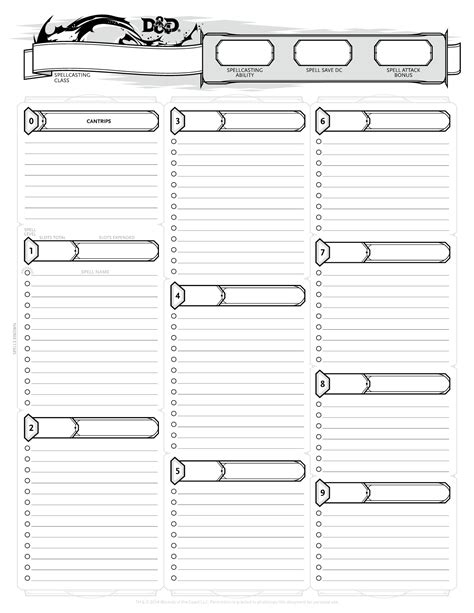 Form Fillable 5e Spell Sheet Printable Forms Free Online