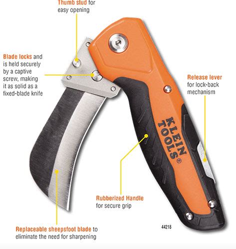 Klein Tools 44218 Cable Skinning Utility Knife With Replaceable Blade