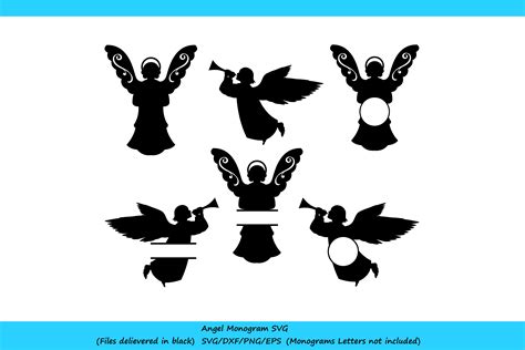 Angel Svg File Silhouette Monogram Angels 63458 Cut Files