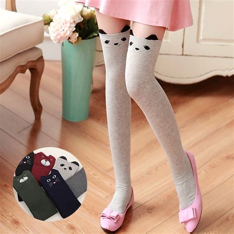 Fashion Cartoon Thigh High Stockings Women Warm Cat Girl Cute Socks For