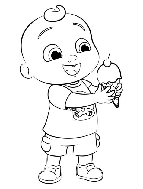 Cocomelon Jj With Ice Cream Coloring Page Download Print Or Color