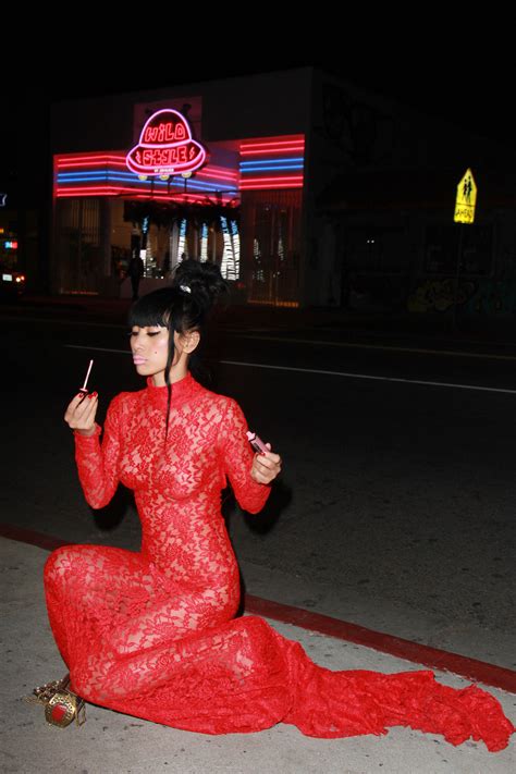 Bai Ling Going To A Valentine S Day Party Braless And Pantyless In A See Through Dress