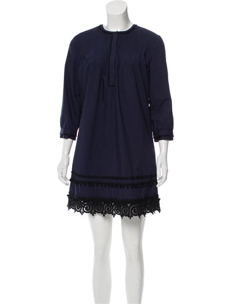 Blue And Black Derek Lam 10 Crosby Three Quarter Sleeve Mini Dress With