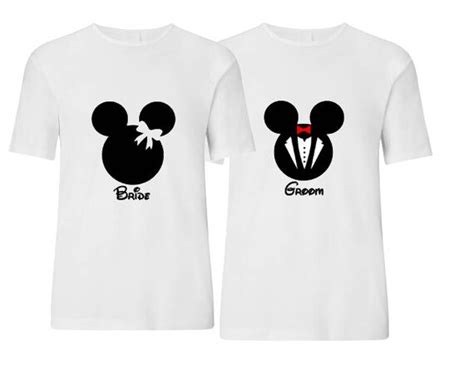 Mickey Groom And Minnie Bride Newlywed Shirts Custom Disney Etsy Uk