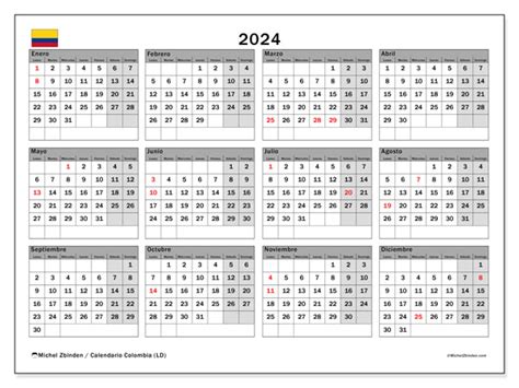 Colombian Calendar 2024 Printable Taryn Francyne