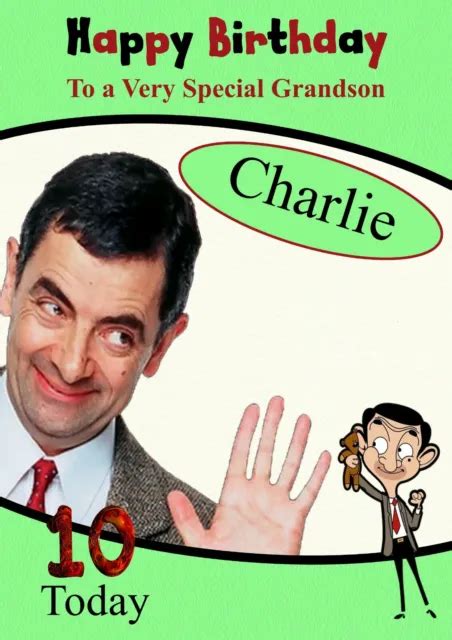 Personalised Birthday Card Mr Bean Daughter Son Grandson Brother