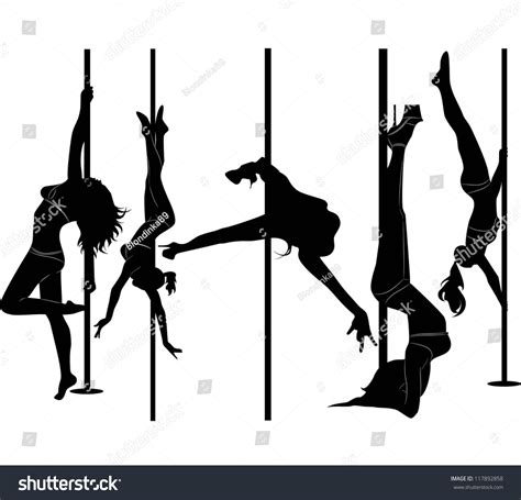 Set Black Silhouettes Dancing Girls Striptease Stock Illustration 117892858 Shutterstock
