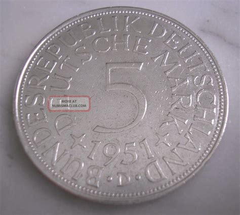 1951 Germany 5 Deutsche Mark Silver