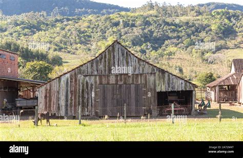 Old Farm Shed Built With Wood Building Used For Toolkeepers And The