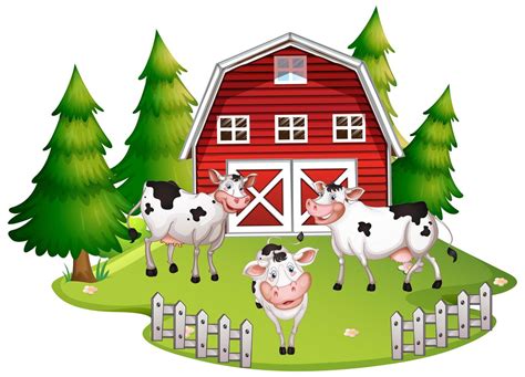 Cows At Farm Land 1234931 Vector Art At Vecteezy