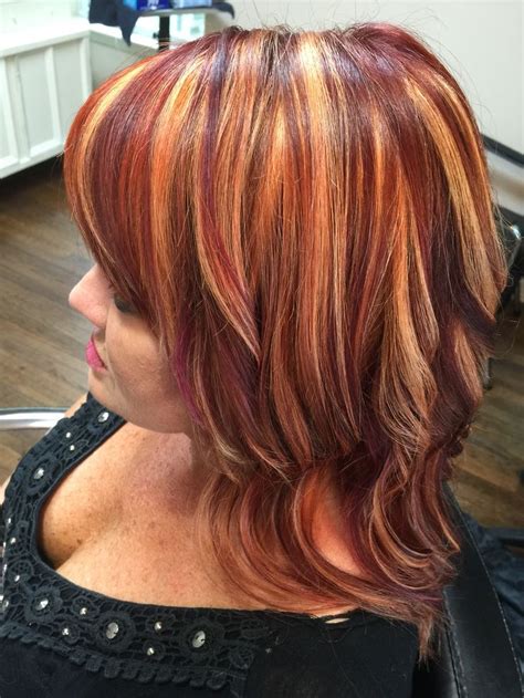 Red Hair Color With Blonde Highlights Autreaudesign