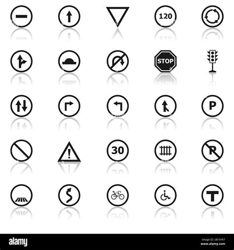 Road Sign Icons With Reflect On White Background Stock Vector Stock