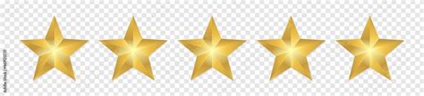 5 Stars Icon Realistic Gold Five Star Sign Isolated On Transparent