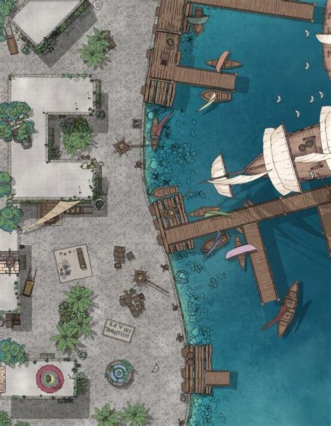 Port Nyanzaru Docks X Battlemaps Fantasy City Map Dnd World Map Fantasy Map