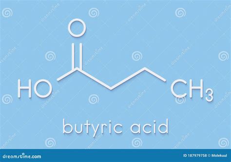 Butyric Acid Butanoic Acid Chemical Formula And Skeletal Structure