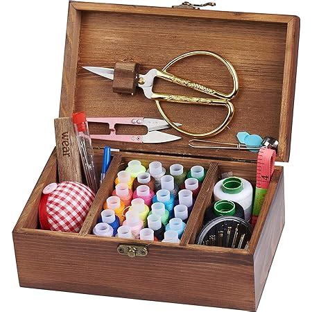 Amazon Com Sewing Kit Wooden Sewing Kit Box For Adults Wooden Sewing