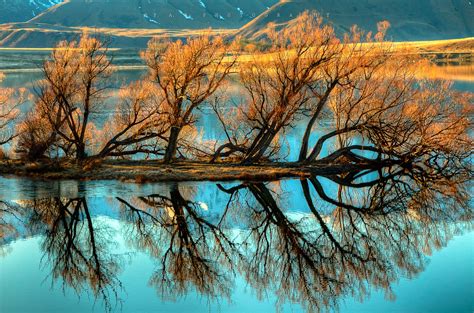Wallpaper Newzealand Mountains Reflection Tree Water Canon