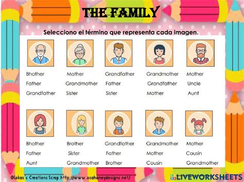 Ejercicio De Miembros De La Familia En Inglés
