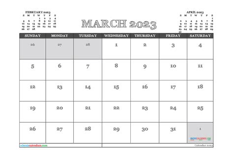 Free March 2023 Calendar With Holidays Pdf And Image