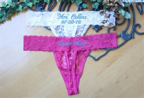 Bridal Thongs Set Of Lace Panties Hot Pink Mrs Wedding Thong Bridal