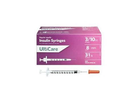 Ultimed Ulticare U 100 Short Needle Insulin Syringe 31g 310cc 3ml