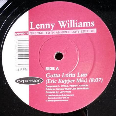 Lenny Williams Gotta Lotta Luv Heres A Ticket 12 Vinyl 2000