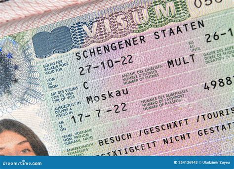 Schengen Visa In The Passport Tourist Visa For Travel Within The