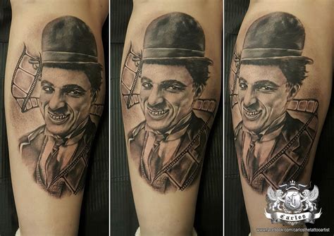Charlie Chaplin Tattoo Black And Grey Tattoo Realistic Tattoo